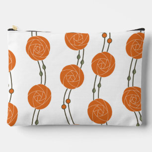 Pochette À Accessoires Art Nouveau Mackintosh Roses Rayures Orange