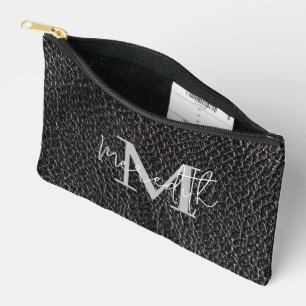 Pochette À Accessoires Aspect cuir noir personnalisé