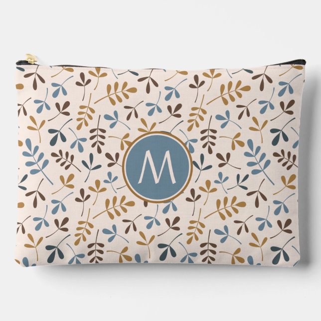 Pochette À Accessoires Astd Feuille Rpt Ptn Bls Brwn Gld Crm (Personnalis (Recto)
