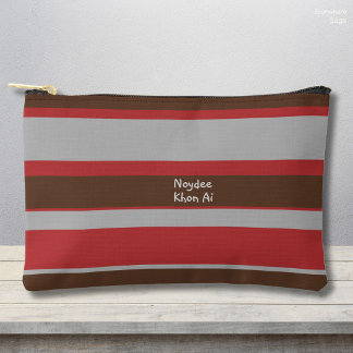 Pochette À Accessoires Asymmetric Stripes Horizontal Lines Gray Red Brown