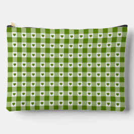 Pochette À Accessoires Avocado Green Heart Plaid Gingham Retro Color