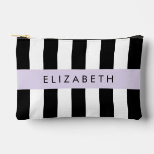 Pochette À Accessoires Bandes noires et blanches, Gravées, Lignes, Votre