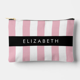 Pochette À Accessoires Bandes Roses, Motif Gratté, Lignes, Votre Nom