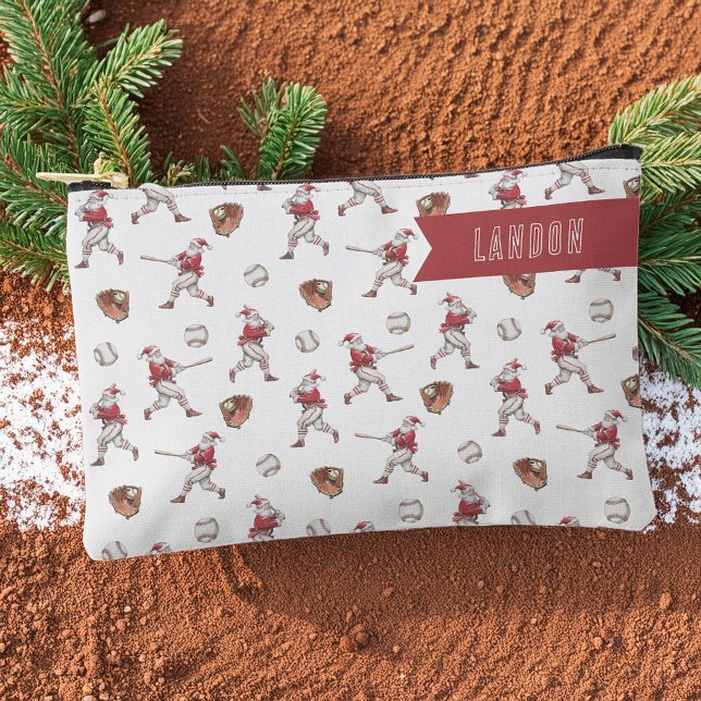 Pochette À Accessoires Baseball Santa Personalized Christmas (Créateur téléchargé)