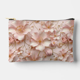 Pochette À Accessoires Beau Pastel Rose Doux Floral Imprimé