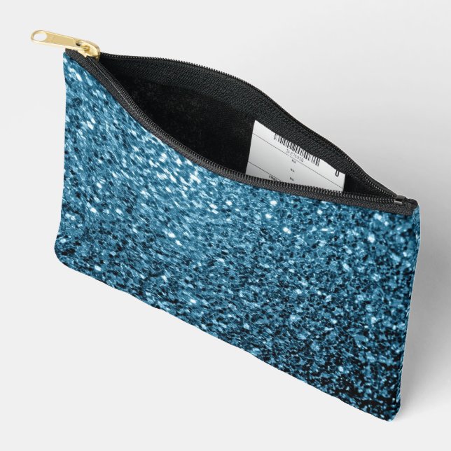 Pochette À Accessoires Bébé bleu clair faux parties scintillant scintille (Ouvrir)