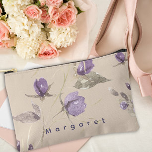 Pochette À Accessoires Beige violet Fleur sauvage Élégance Boho tendance