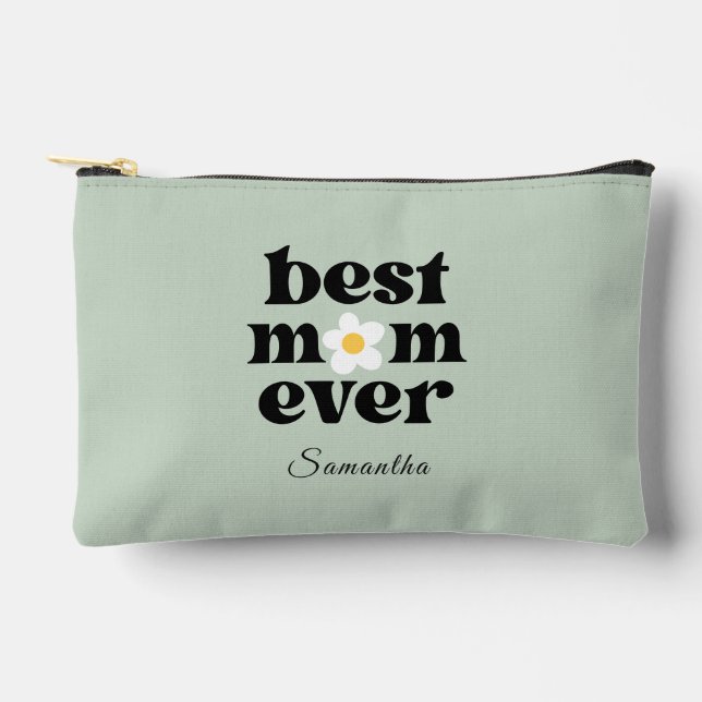 Pochette À Accessoires Best Mom Ever Sage Green Personalized  (Recto)