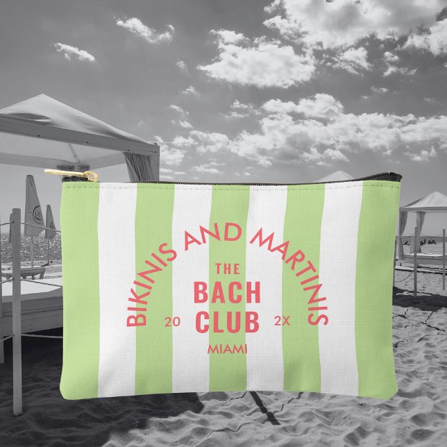 Pochette À Accessoires Bikinis Et Martinis Le Club Bach Green Stripe (Créateur téléchargé)