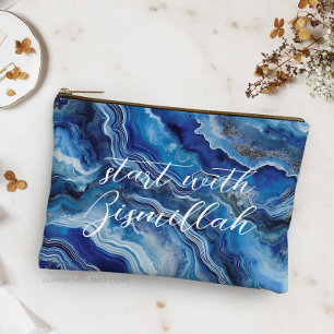 Pochette À Accessoires Bismillah Alhamdullilah Agate Bleue