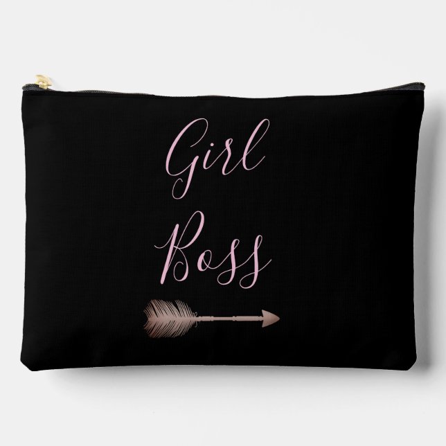 Pochette À Accessoires Black Elegant Script Girl Boss (Recto)