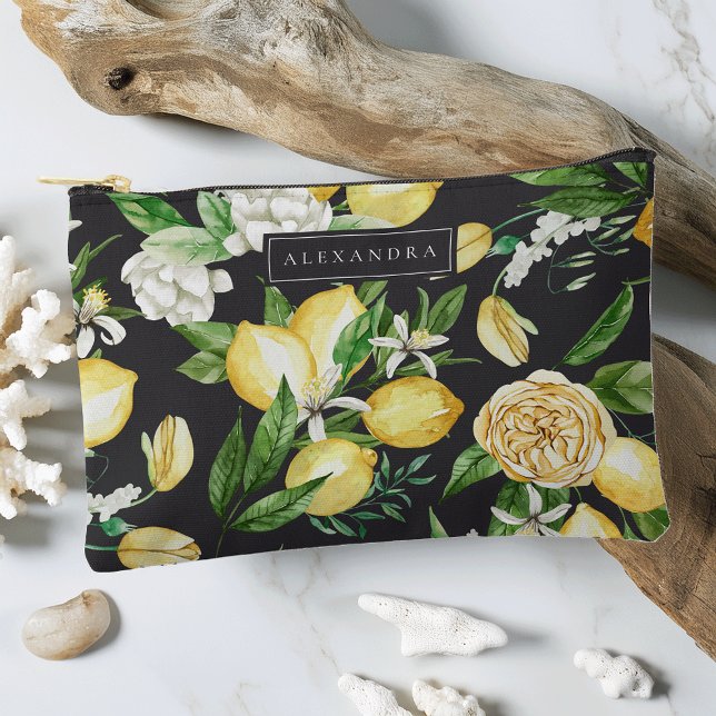 Pochette À Accessoires Black | Fleur de citron de la côte d'Amalfi Person (Créateur téléchargé)