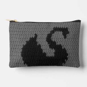 Pochette À Accessoires Black Swan Smokey Grey Artisan Crochet Imprimer