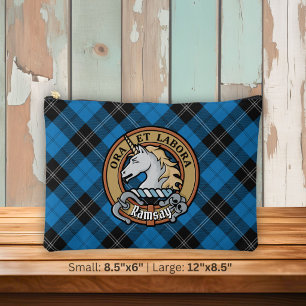 Pochette À Accessoires Blason du clan Ramsay sur tartan de chasse bleu