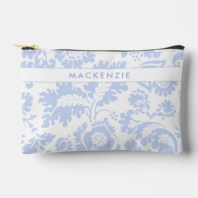 Pochette À Accessoires Bleu élégant Floral Botanique (Recto)