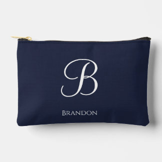 Pochette À Accessoires Bleu marine Nom personnalisé et monogramme