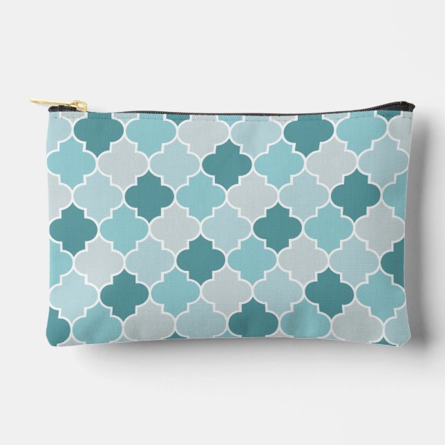 Pochette À Accessoires Bleu Marocain Trellis, Lattes, Quatrefoil (Recto)