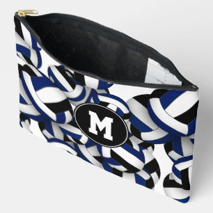 Pochette À Accessoires bleu noir volleyballs motif monogrammé