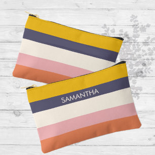 Pochette À Accessoires Blocs de couleur moderne pêche jaune personnalisés