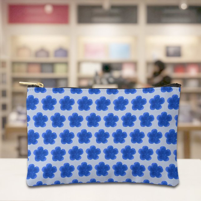 Pochette À Accessoires Blue Moss Rose Seamless Pattern Pouch (Pouch with seamless pattern of a blue moss rose)