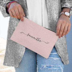 Pochette À Accessoires Blush de nom de signature de nœud mignon