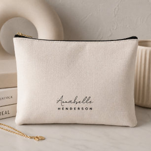 Pochette À Accessoires Blush Rose Monogramme   Féminin Minimaliste Modern