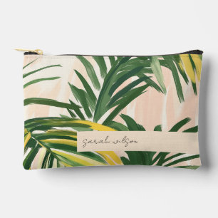 Pochette À Accessoires Boho Blush Green Tropical Palm Plage Feuille