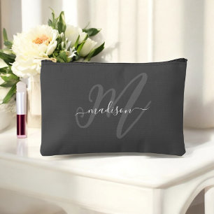 Pochette À Accessoires Boho Stylish Grey Monogramme et nom