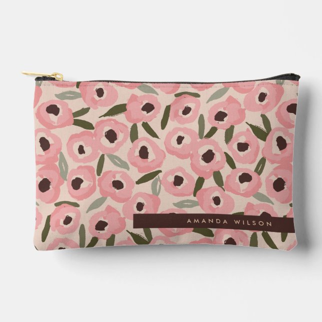Pochette À Accessoires Bold Inky Floral Pattern | Hand-Drawn Botanical (Recto)