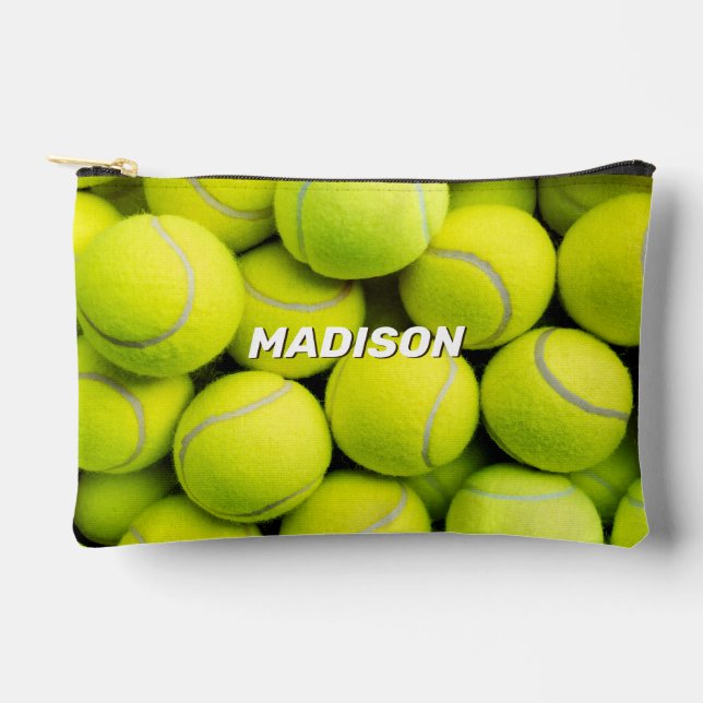 Pochette À Accessoires Boules de tennis de nom personnalisé (Recto)