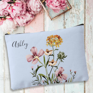 Pochette À Accessoires Bouquet de fleurs sauvages à aquarelle et monogram