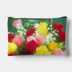 Pochette À Accessoires Bouquet de Roses Peinture Fleurs Originales Art