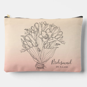 Pochette À Accessoires Bouquet Fleur Dessinée Yellow/PinkOmbre Bridesmaid