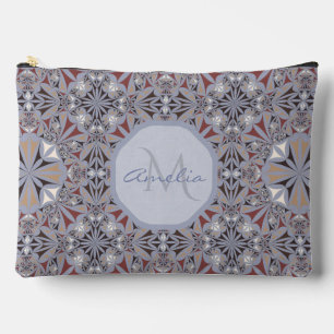 Pochette À Accessoires Bourgogne et Gris Motif Élégant Personnalisé
