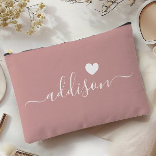 Pochette À Accessoires Bridesmaid Script moderne Dusty Coeur Rose