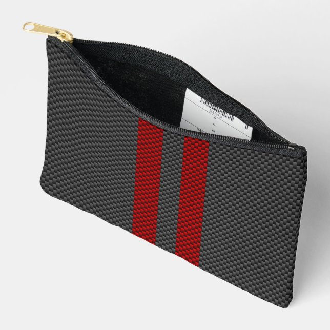 Pochette À Accessoires Burgundy Red Carbon Style Racing (Ouvrir)