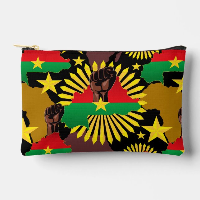 Pochette À Accessoires Burkina Faso Carte, drapeau et première révolution (Recto)