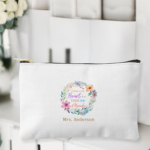 Pochette À Accessoires "Ça prend un grand coeur" Floral, cadeau pour les 