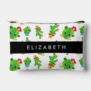 Pochette À Accessoires Cactus mignons, Cactus Motif, Succulent, Votre Nom