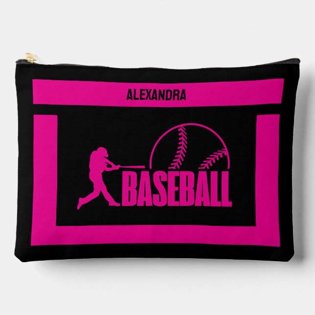 Pochette À Accessoires Cadeau d'anniversaire de baseball, Joueuse de base (Recto)