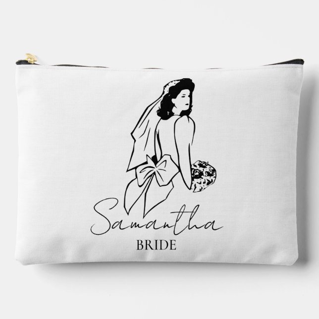 Pochette À Accessoires Cadeau de nom de mariée personnalisé (Recto)
