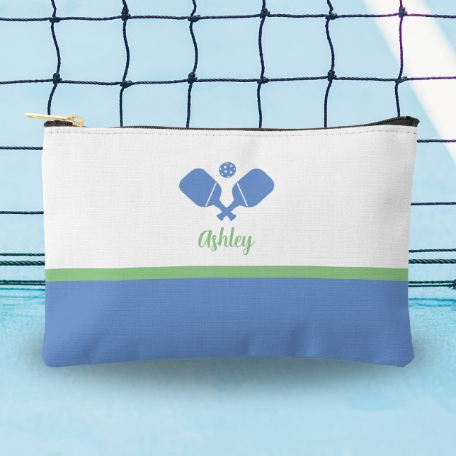 Pochette À Accessoires Cadeau personnalisé Pickleball Preppy Blue Green (Créateur téléchargé)