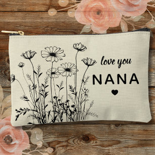 Pochette À Accessoires Cadeau Personnalisé Pour Nana Fleurs Sauvages Flor