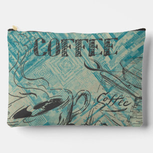 Pochette À Accessoires Café moderne Amateurs Café Art Croquis bleu