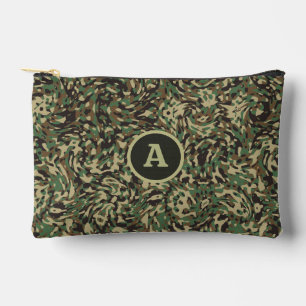 Pochette À Accessoires Camouflage Vert Tendance Lettre Personnalisée