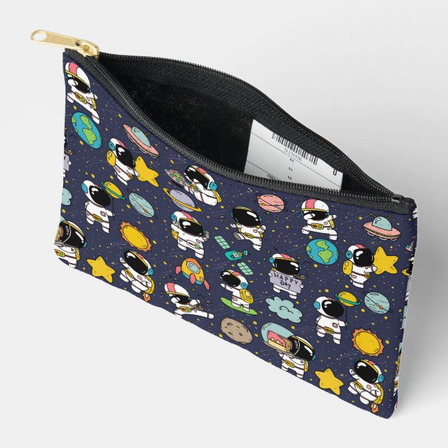 Pochette À Accessoires Caricature spatiale astronaute (Ouvrir)
