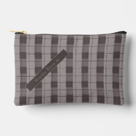 Pochette À Accessoires Carreaux gris et gris, Votre Nom