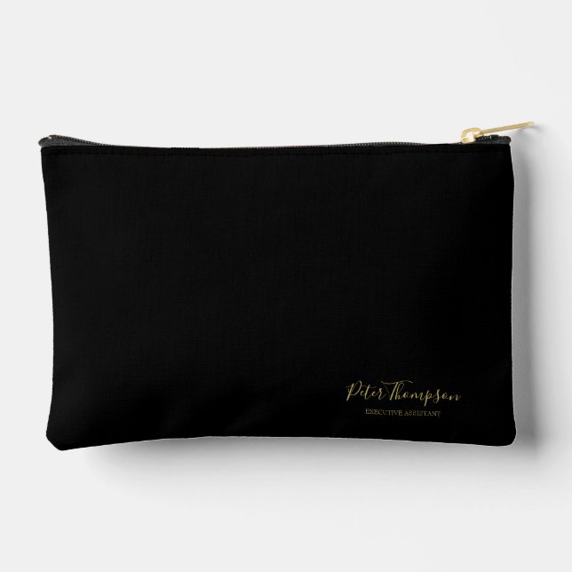 Pochette À Accessoires Carte de signature élégante de script d'affaires (Verso)