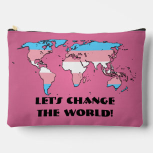 Pochette À Accessoires Carte du monde de la fierté transgenre 