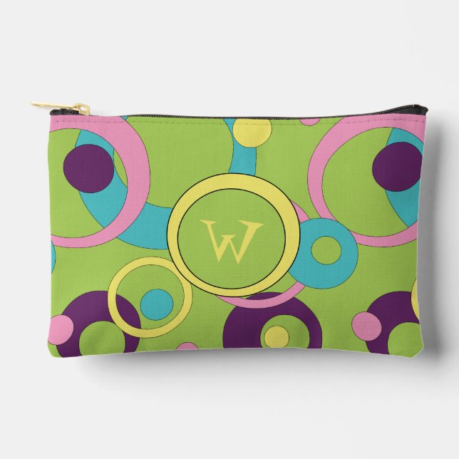 Pochette À Accessoires Cercles Verts Funky (Recto)